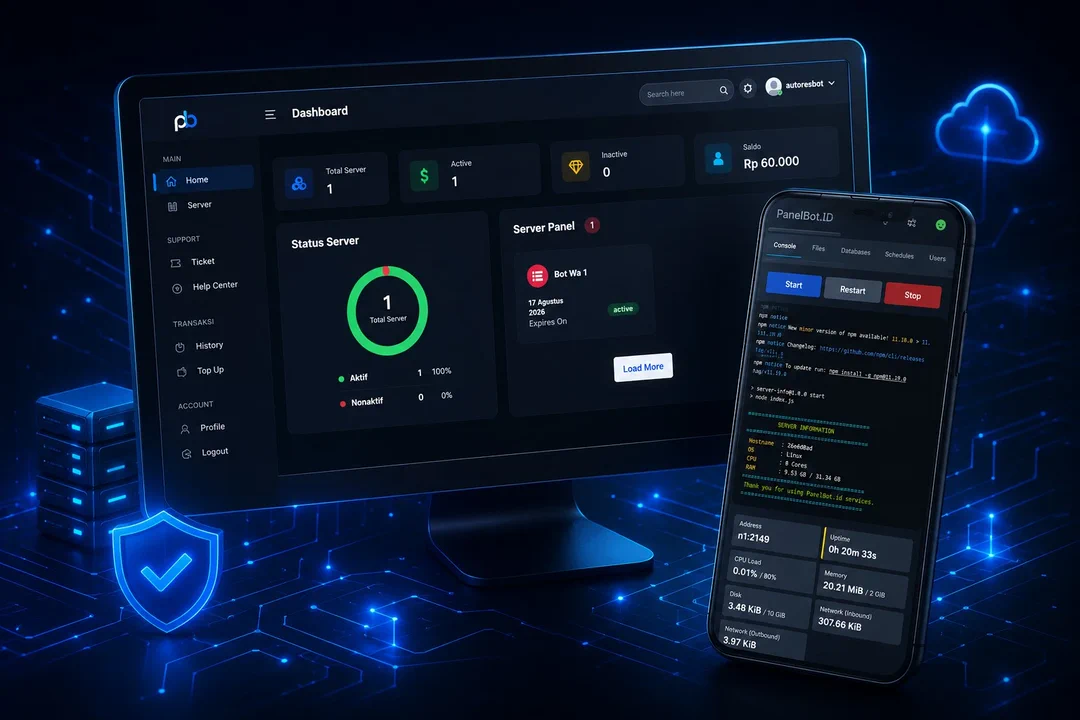 Tampilan dashboard PanelBot.id